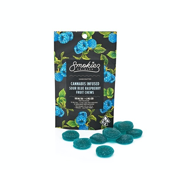 Smokiez Indica Sour Blue Raspberry 100mg
