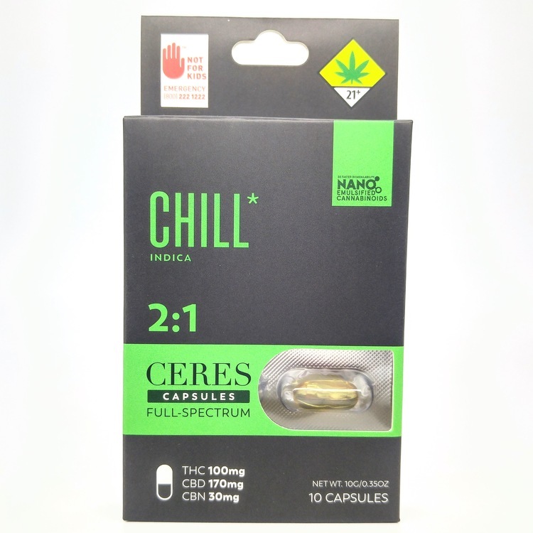 CERES Capsule: Chill Indica 2:1 CBD w/ CBN and Kava Kava 10 pack