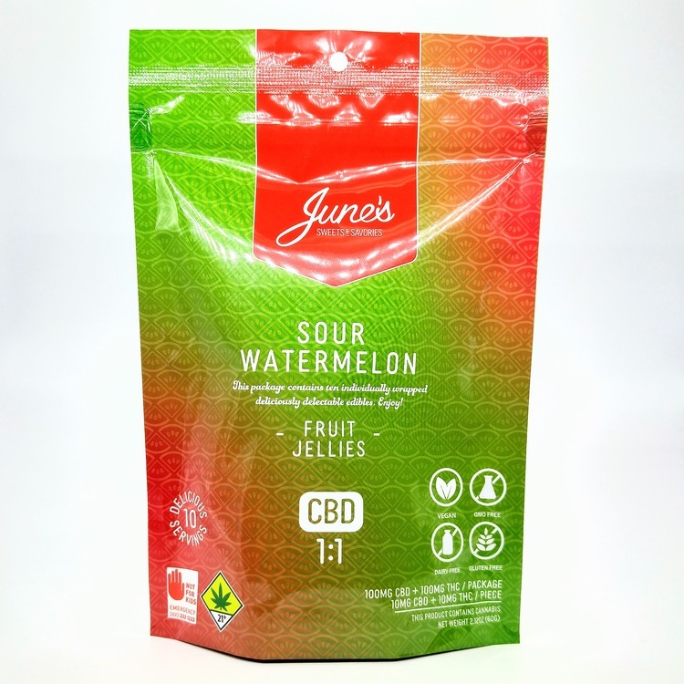 SPP Sweet June's Fruit Jellies SOUR Watermelon 1:1 CBD:THC 10 pack