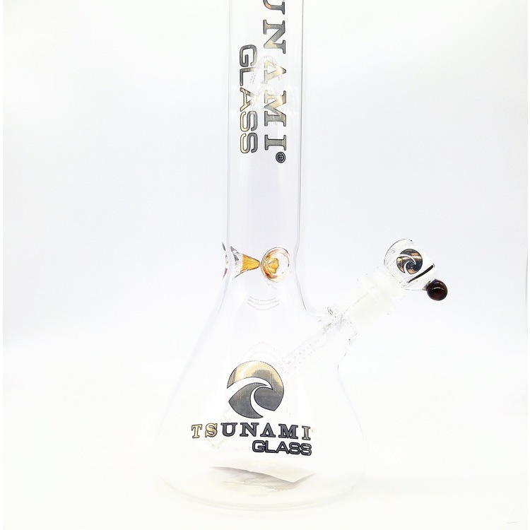 Bong $50 BEAKER BASE ICE CATCHER 15 CLEAR BLUE WP-10110