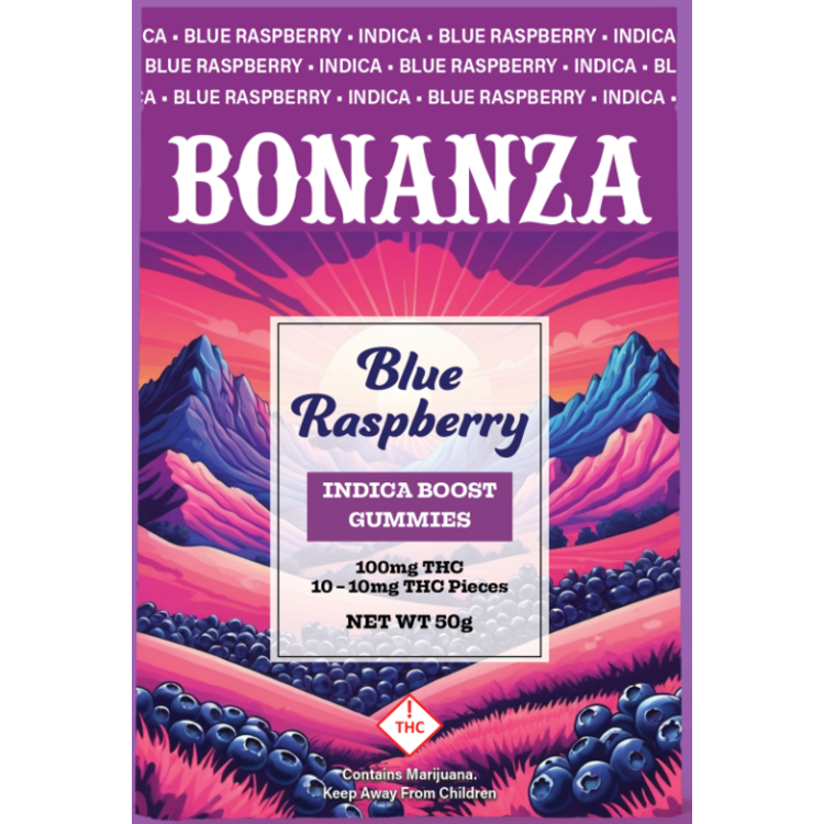 BONANZA BLUE RASPBERRY GUMMIES INDICA 100MG