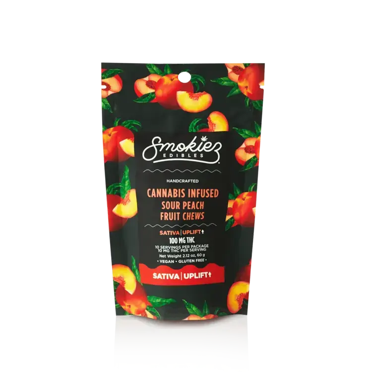 Smokiez 100mg 10 Pack Sour Peach Sativa Gummies