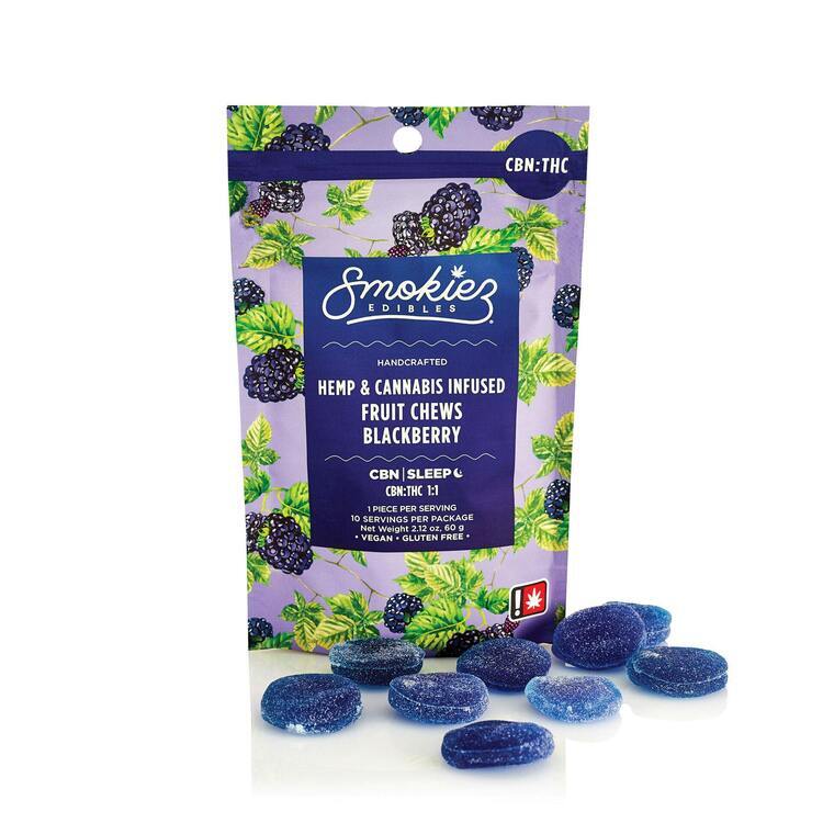 Smokiez 100mg 10 Pack 1:1 THC:CBN Sour Blackberry Gummies