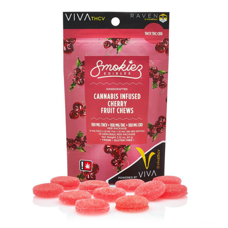 Smokiez 100mg 10 Pack 1:1:1 THC-V:CBD Sour Cherry Gummies