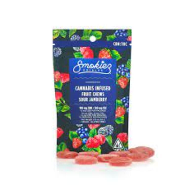 CBN:THC 1:1 Sour Jamberry 100mg CBN:100mg THC Fruit Chews