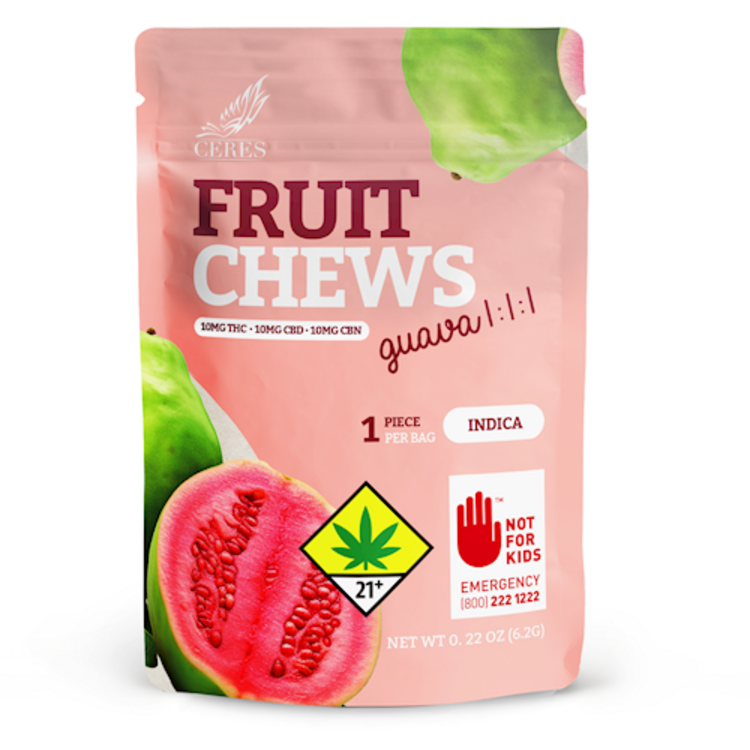 CERES: FRUIT CHEW - 1:1:1: INDICA GUAVA - 10MG GUMMY (EDIBLE)