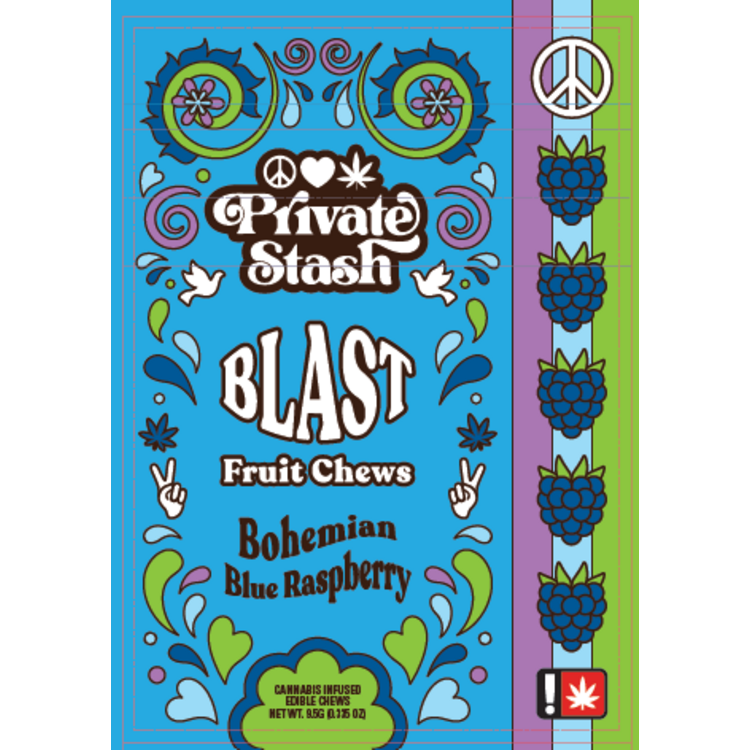 100mg Bohemian Blue Raspberry Fruit Chew