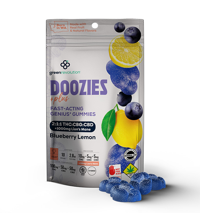 DOZ Blueberry Lemon Gummies 2:1:1 CBG/CBD 10pk 200mg - 2.8oz