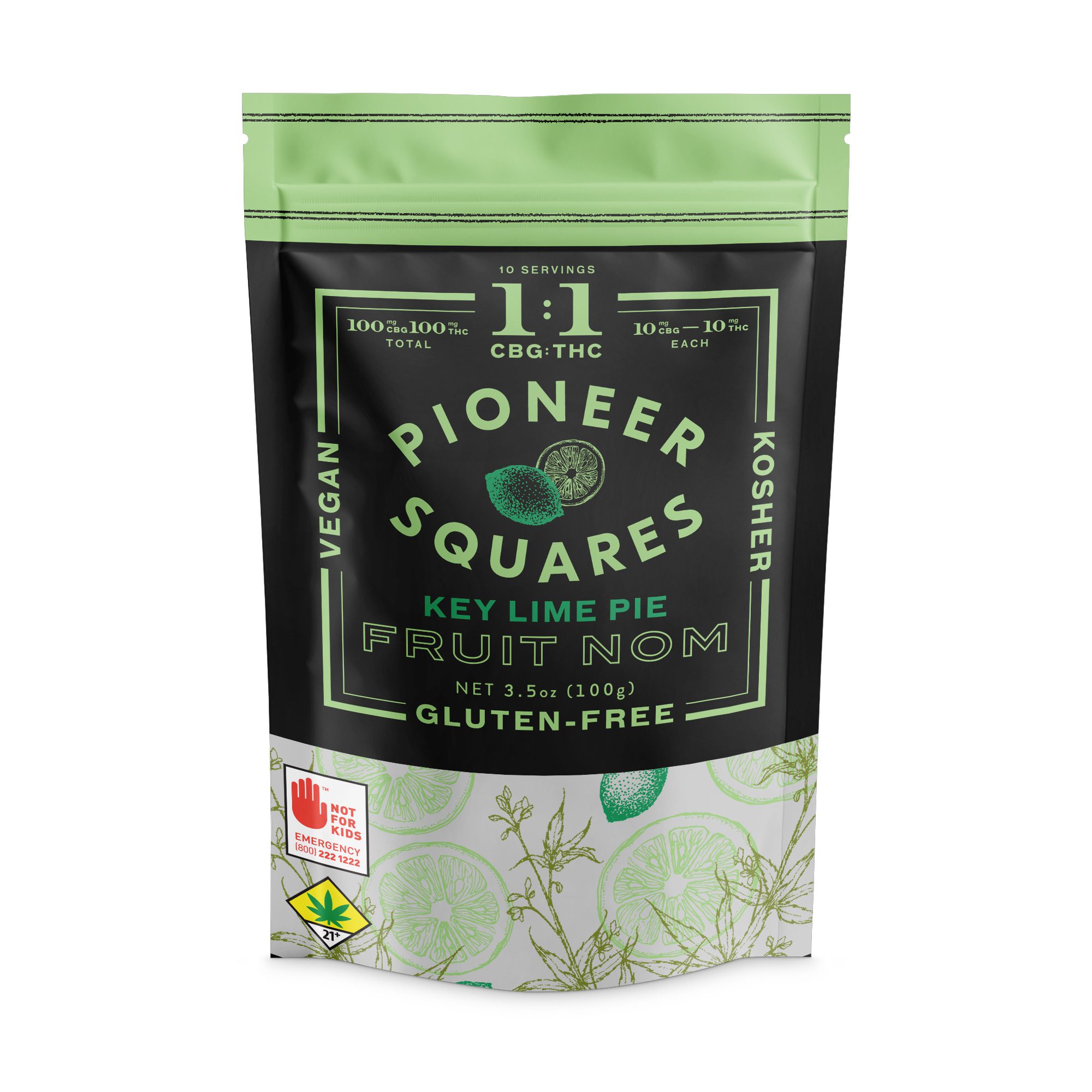 PSQ Key Lime Pie Fruit Nom 1:1 CBG 10pk 200mg - 3.5oz