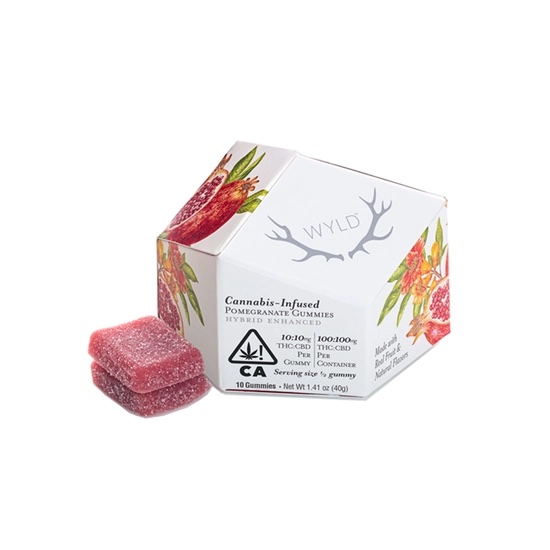 WLD Pomegranate Gummies 1:1 CBD 10pk 200mg - 1.4oz