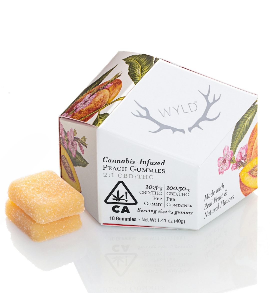 WLD Peach Gummies 2:1 CBD Hybrid 10pk 150mg - 1.4oz