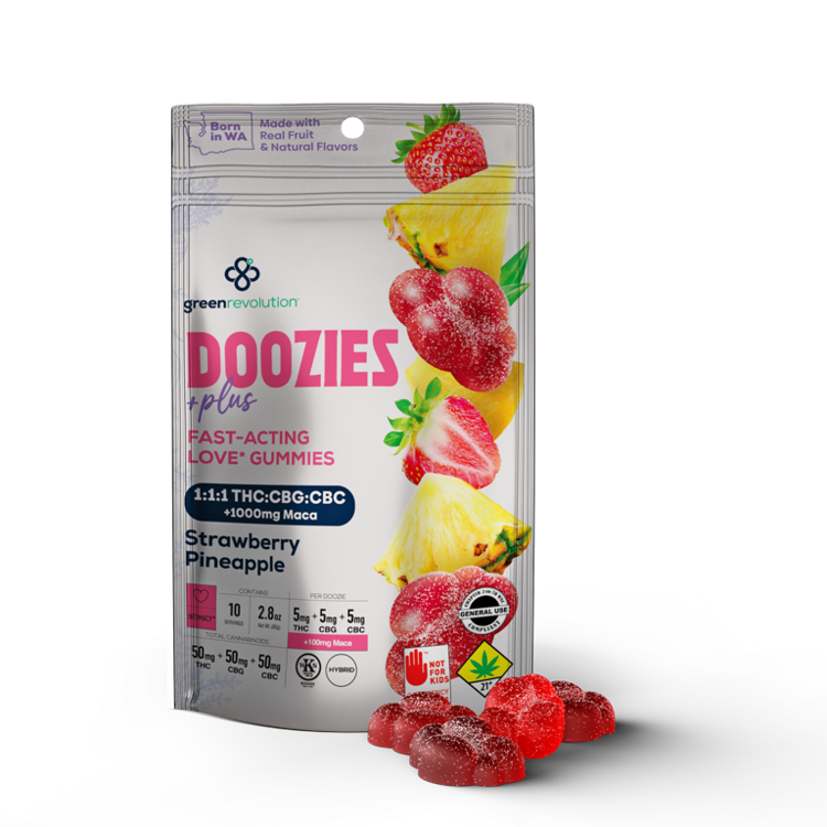 Green Revolution Solid Edible Doozies Plus Strawberry Pineapple 1:1:1 10pk @300mg
