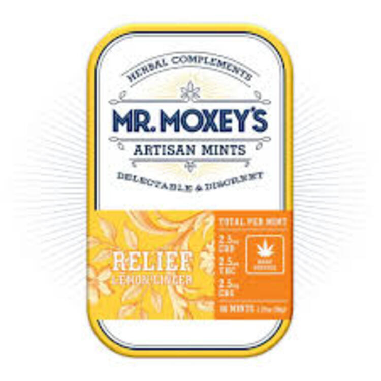 Mr. Moxey Solid Edible Relief Mints CBD 1:1:1 Lemon Ginger@300mg