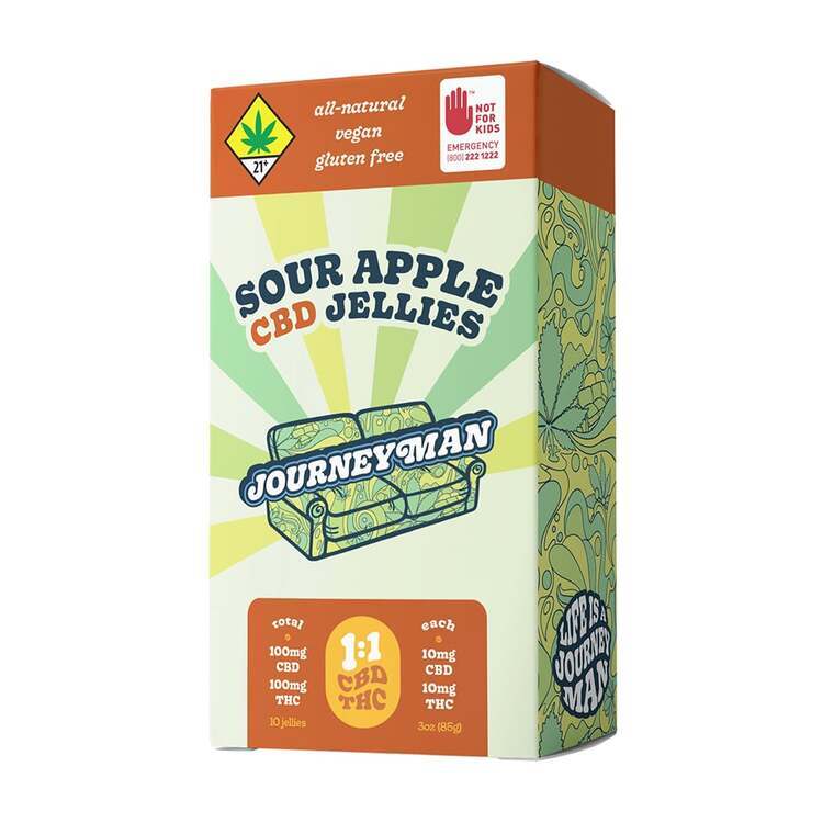 CBD 1:1 Sour Apple Jellies - 200mg