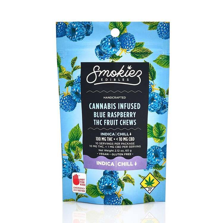 Indica Blue Raspberry Fruit Chews - 100mg