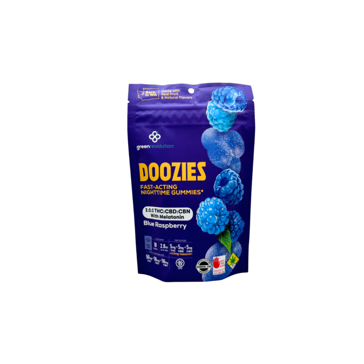 50mg THC : 50mg CBD : 50mg CBN Edible Blue Raspberry Doozies
