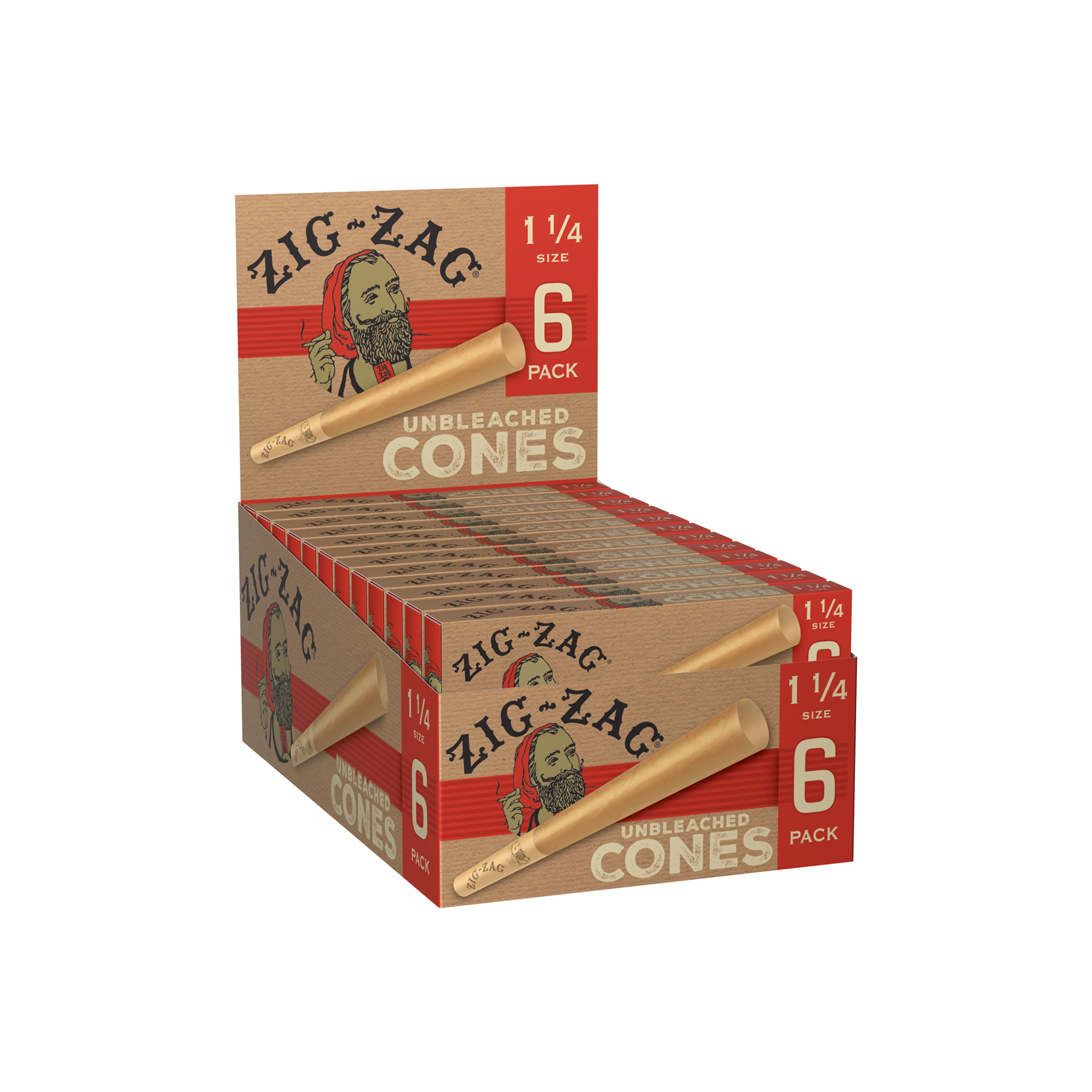 ZIG ZAG UNBLEACHED 1 1/4 CONES 6 PACK