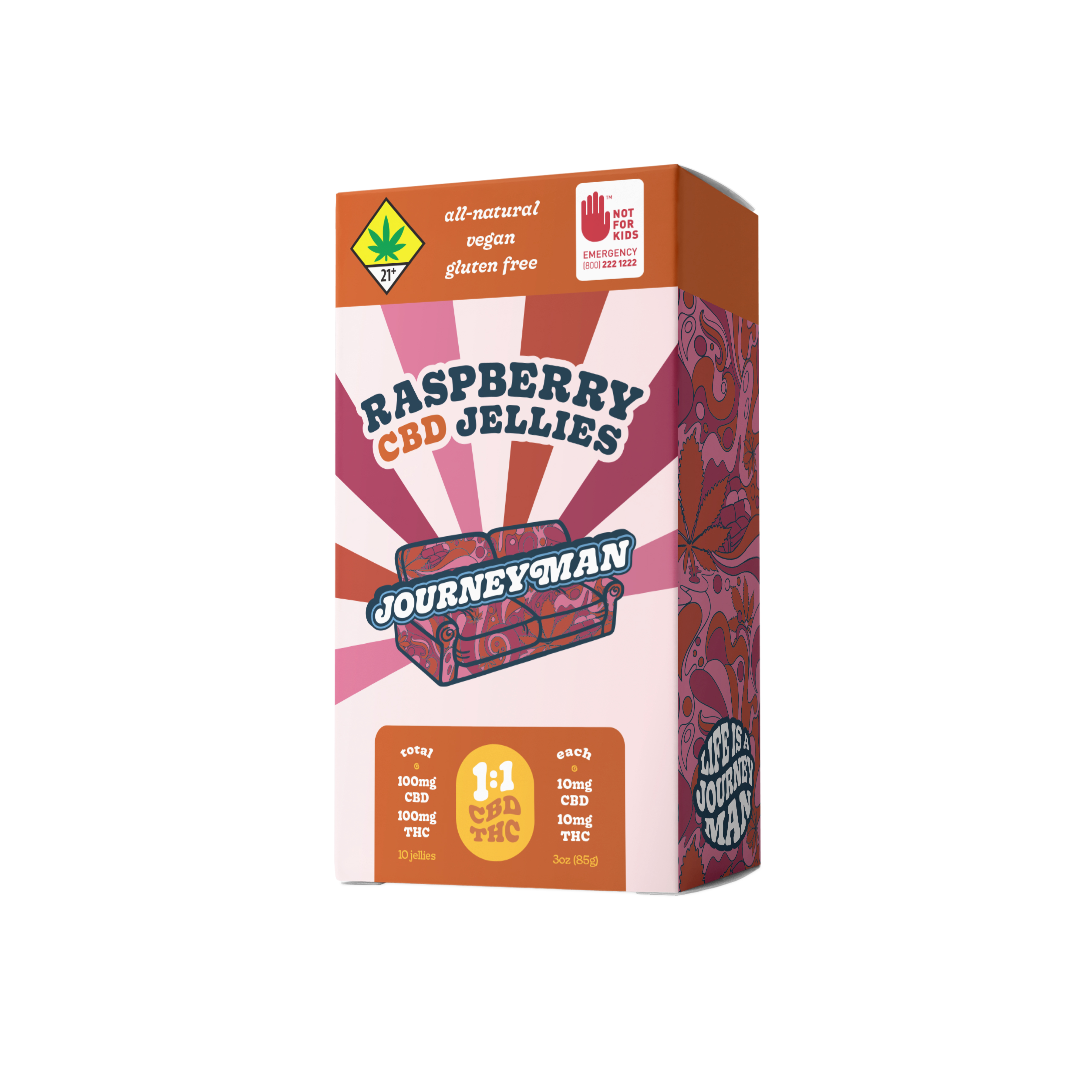 Journeyman | Raspberry Jellies CBD 1:1 10pk 200mg - 3oz, Edibles