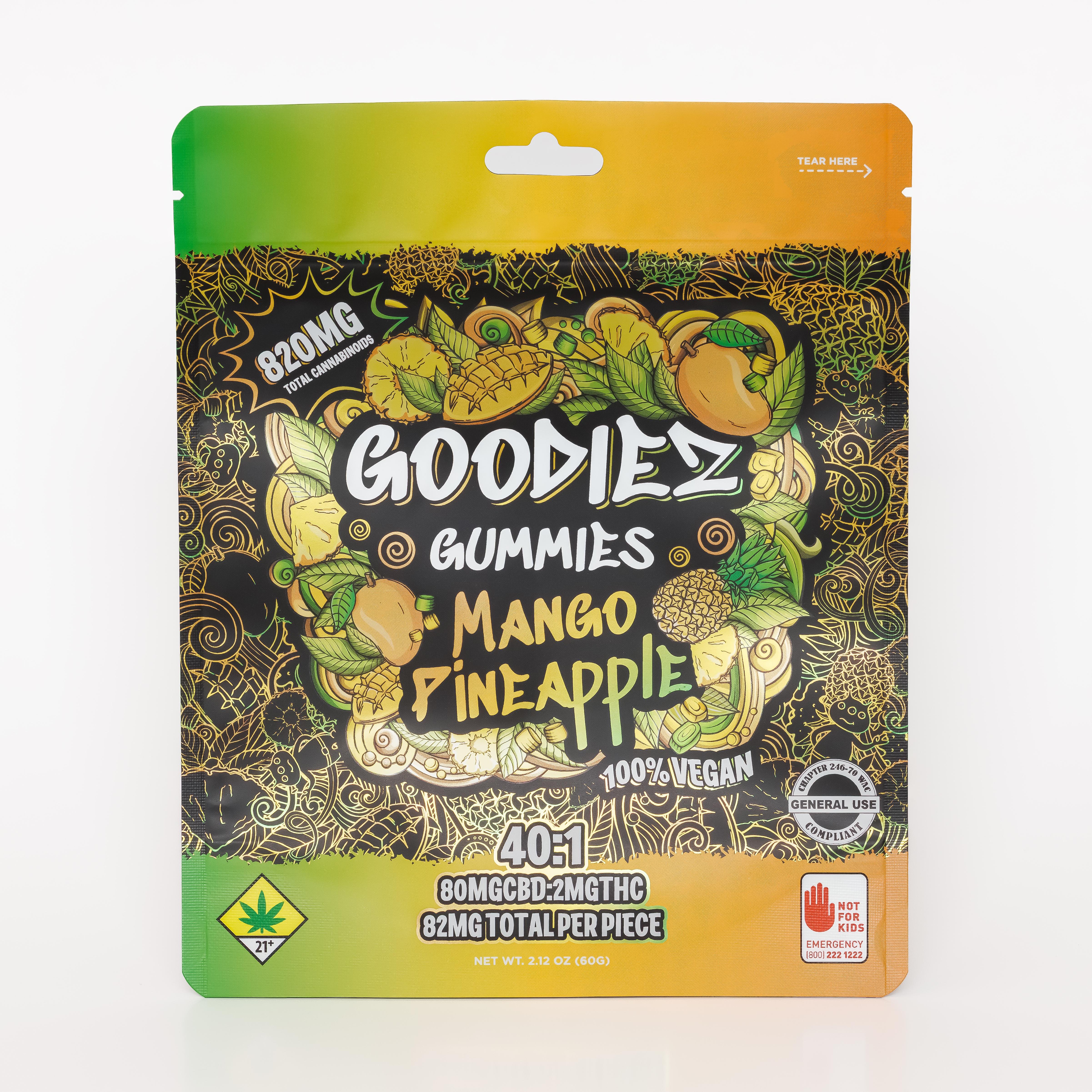 Swifts - Goodiez - CBD Pineapple Mango 800:20mg Gummies 10pk