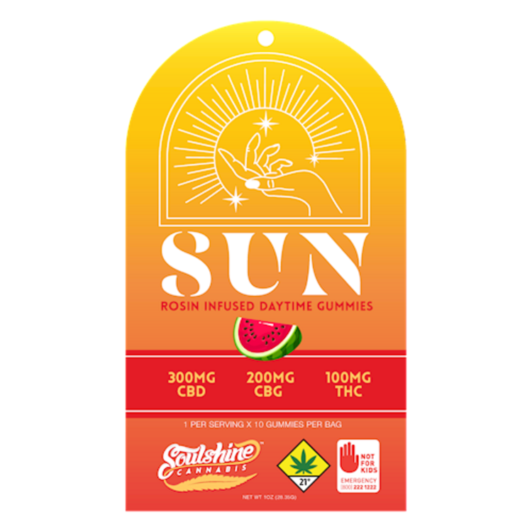 SOUL Rosin Gummies - SUN - Watermelon 3:2:1 CBD:CBG:THC 10pk 600mg
