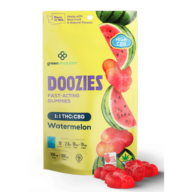 Green Revolution Solid Edible Doozies Watermelon 1:1 10pk @200mg