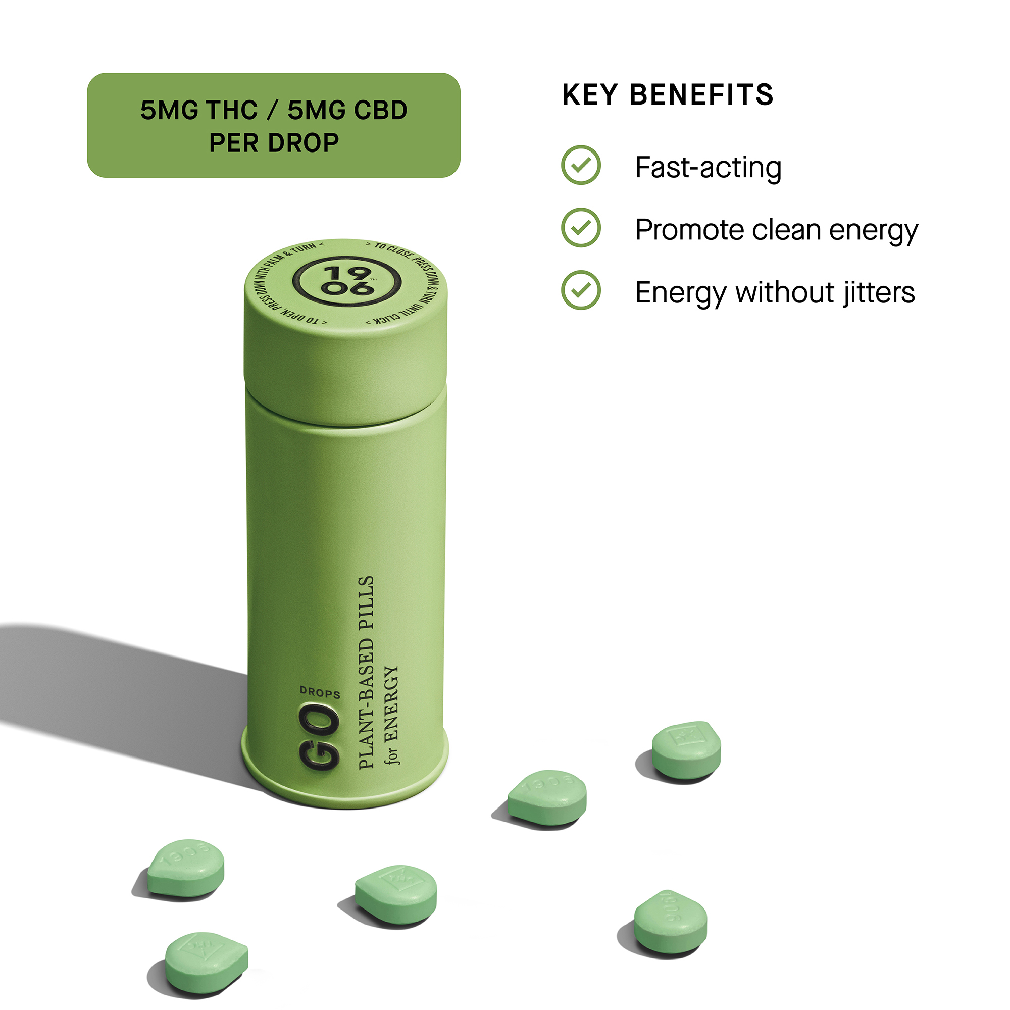 1906 | Tablets | Go | 5mg/20pk | Fast-Acting Sugar-Free Vegan