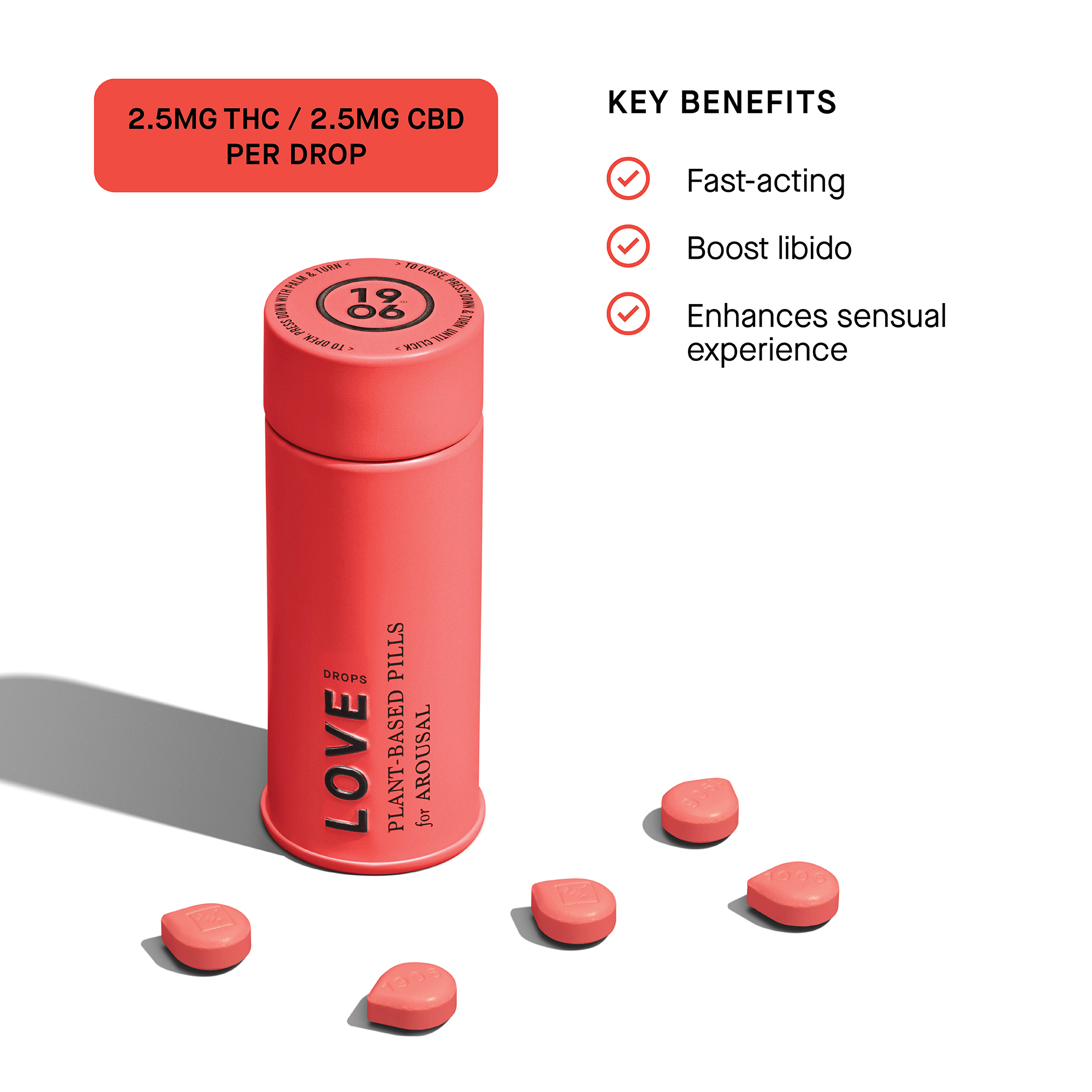 1906 | Tablets | Love | 2.5mg/30pk | Fast-Acting Sugar-Free Vegan