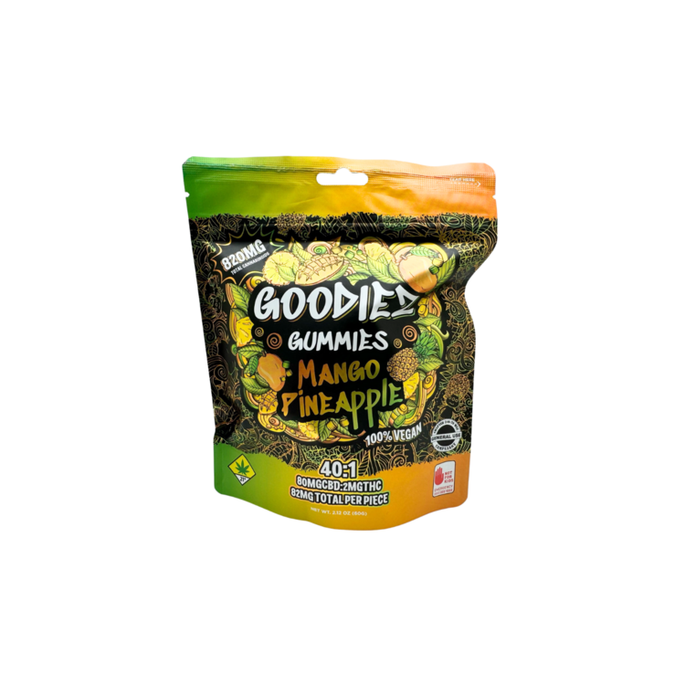 20mg THC : 800mg CBD Edible Pineapple Gummies Goodiez
