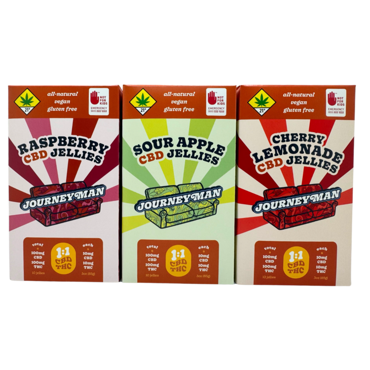 100mg THC : 100mg CBD Edible Cherry Lemonade Jellies Journeyman