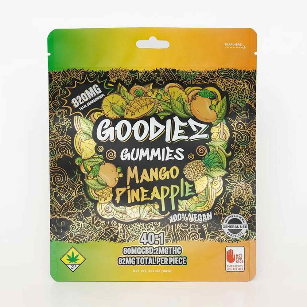 GDZ Pineapple Mango Gummies 40:1 CBD 10pk 820mg - 2.12oz