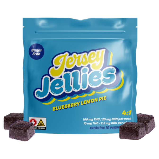 Jersey Jellies | Vegan Gummies | Cured Resin Blueberry Lemon Pie 4:1 THC:CBN | 100mg/10pk