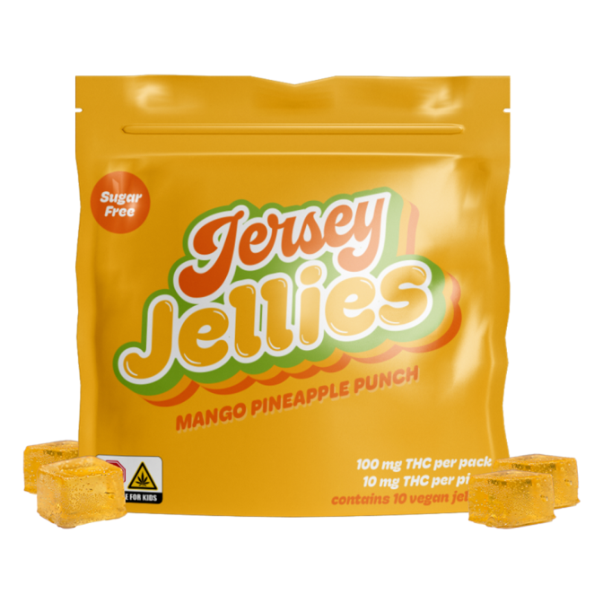 Jersey Jellies | Vegan Gummies | Cured Resin Mango Pineapple Punch | 100mg/10pk