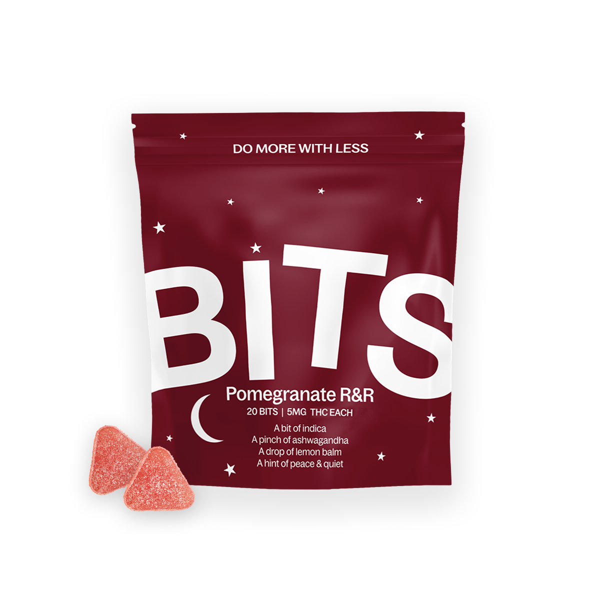 BITS | Gummies | Pomegranate R&R 1:1 THC:CBN (Peace & Quiet) | 100mg/20pk