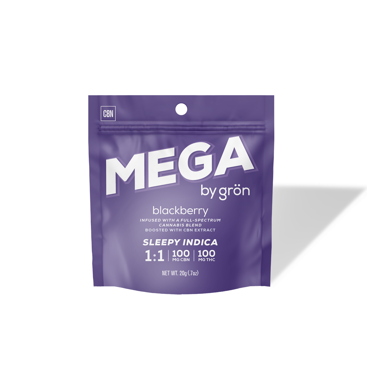 Mega by Gron | Gummies | Blackberry (Sleepy) 1:1 THC:CBN | 100mg/10pk