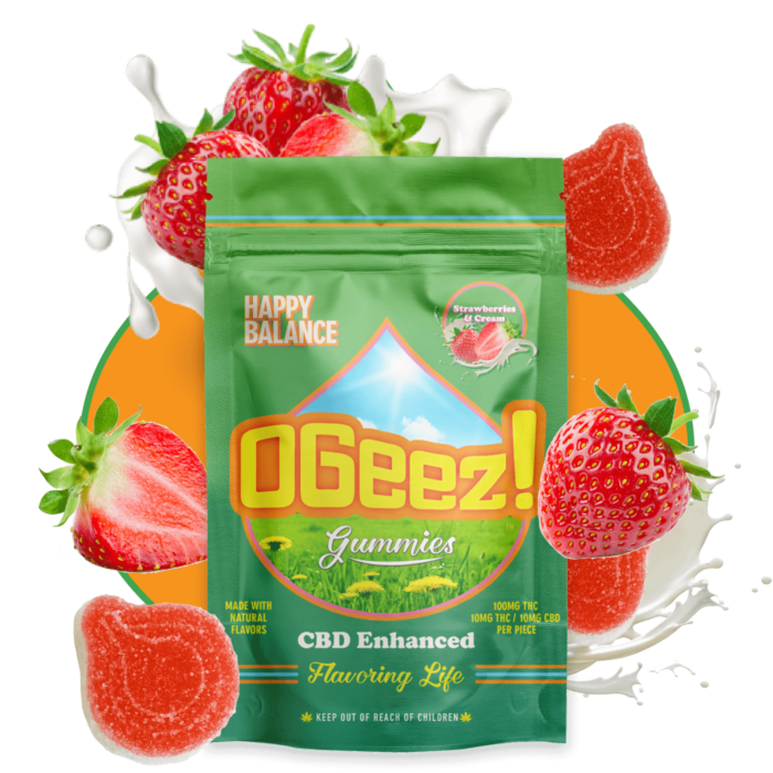 OGeez! | Gummies | Strawberries and Cream 1:1 THC:CBD | 100mg/10pk