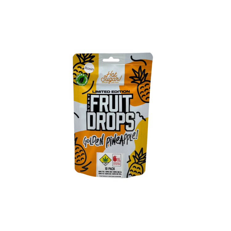 100mg THC : 200mg CBD : 200mg CBG Edible Rosin Golden Pineapple Fruit Drops Phat Panda
