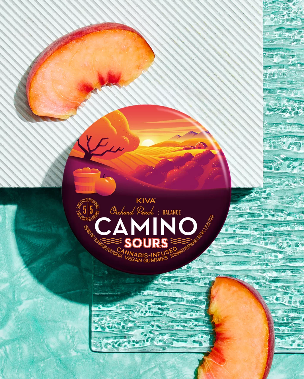 Camino Sours | Vegan Gummies | Balance (Orchard Peach) 1:1 THC:CBD | 100mg/10pk