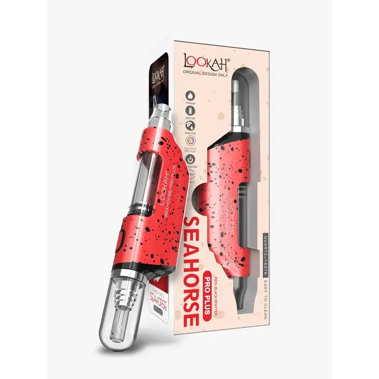$60 Lookah Seahorse Pro Plus Splatter Edition Red/Black