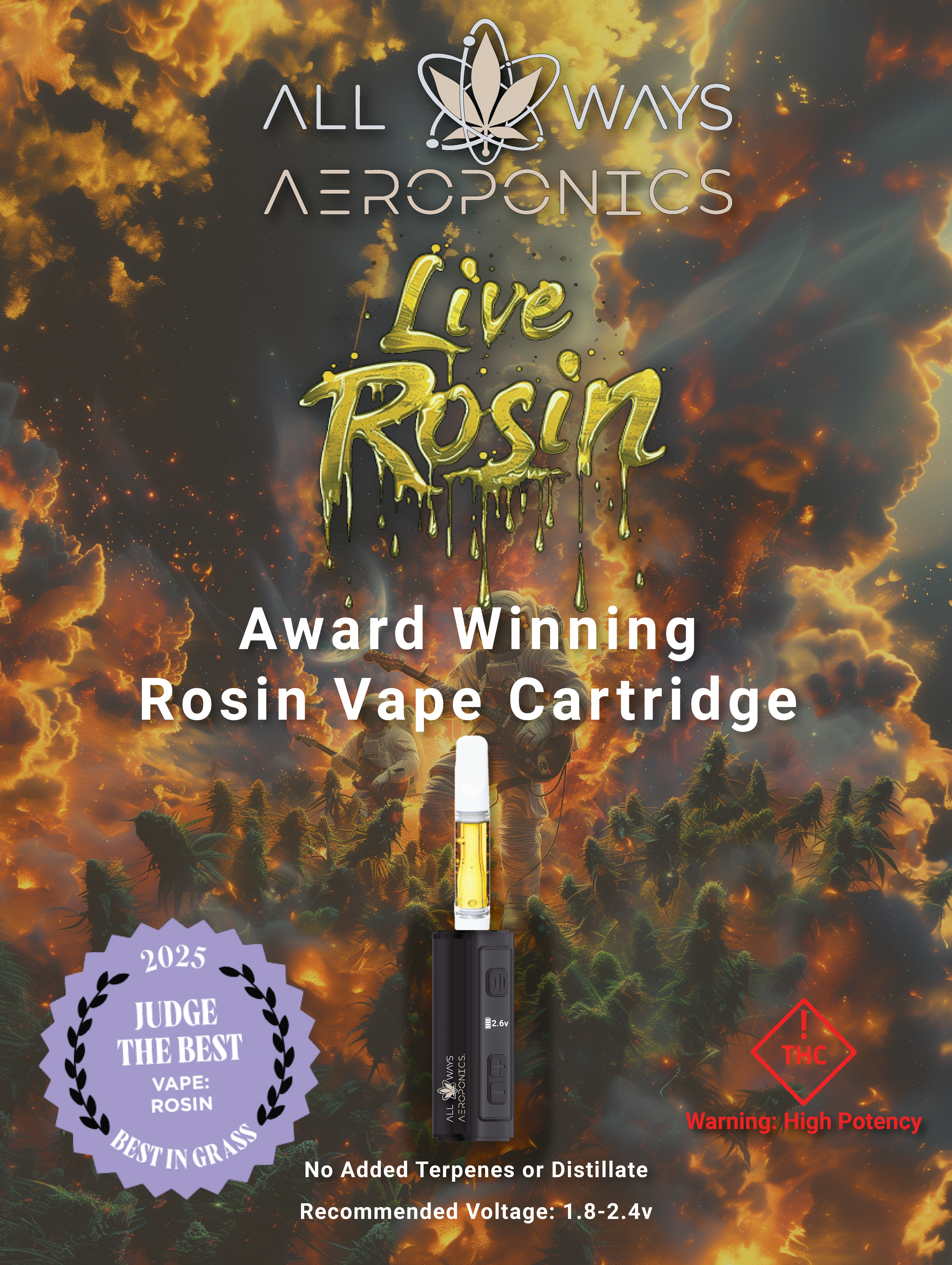AEROPONICS ZOUR P 1 GRAM LIVE ROSIN VAPE CARTRIDGE INDICA 71.6%