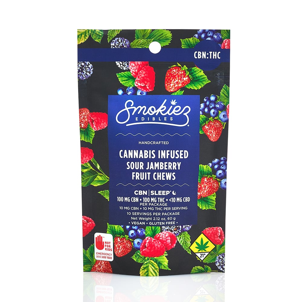 PNC:: Smokiez - 1:1 CBN Jamberry Sour - Fruit Chews | 10pk