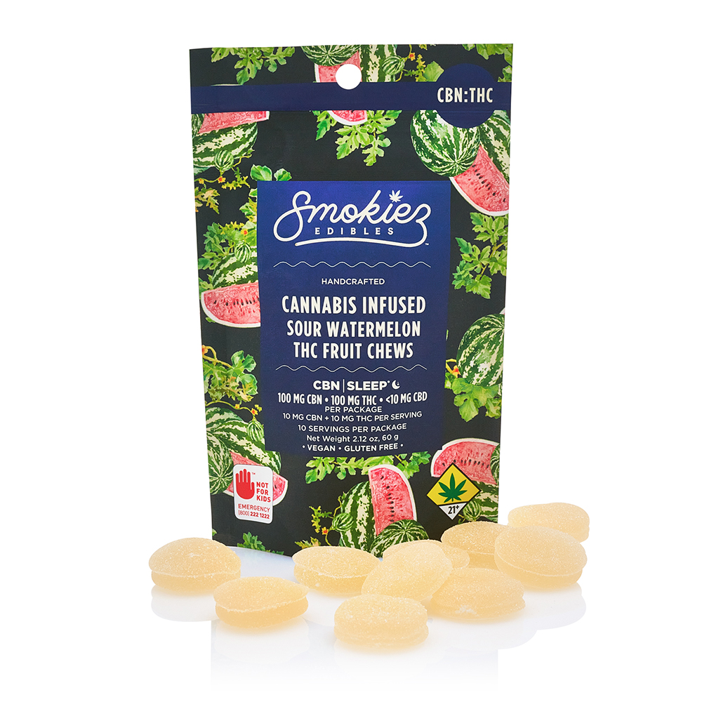 PNC:: Smokiez - 1:1 CBN Watermelon Sour - Fruit Chews | 10 Pack