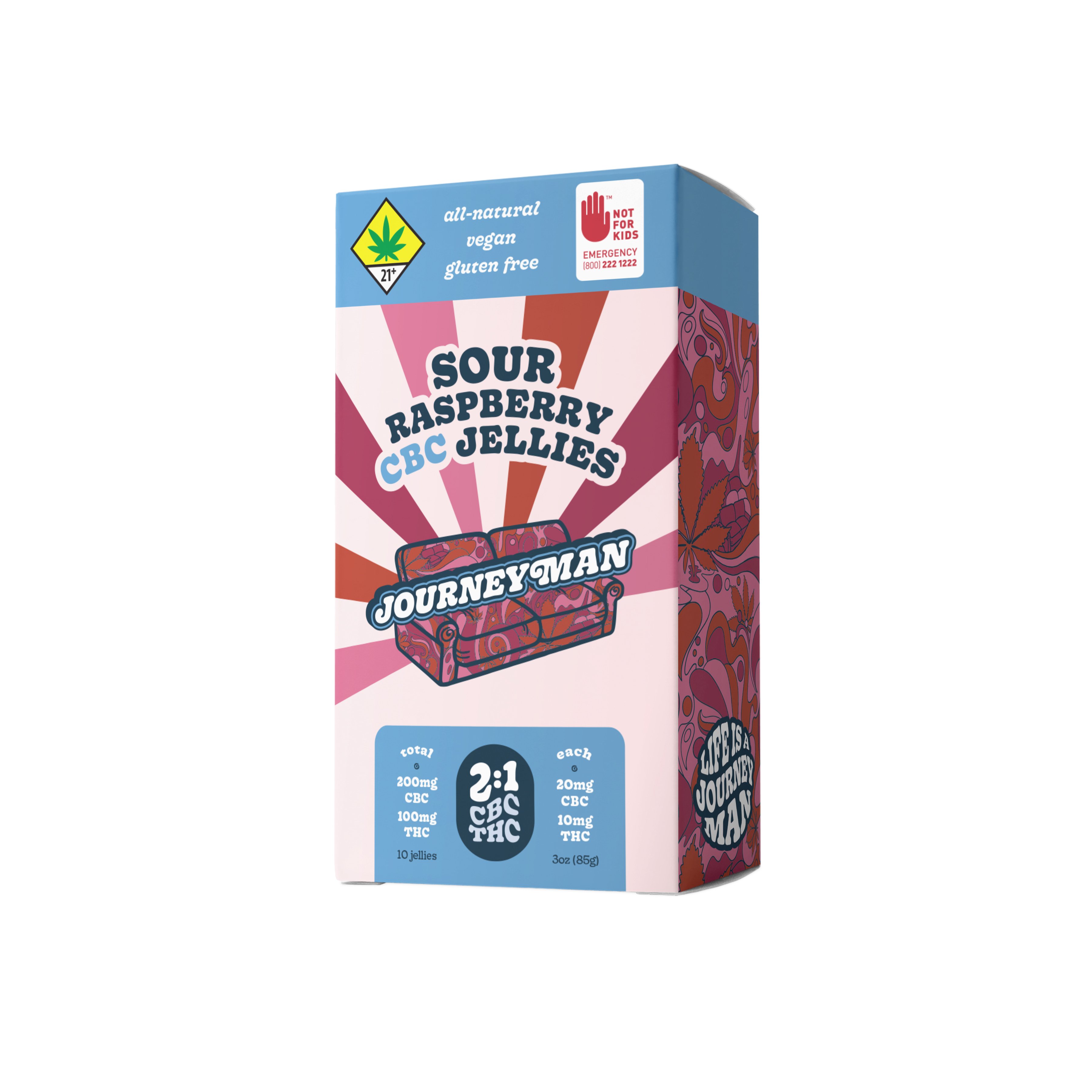 BOS:: Sour Raspberry 2:1 CBC Fruit Jellies 10pk