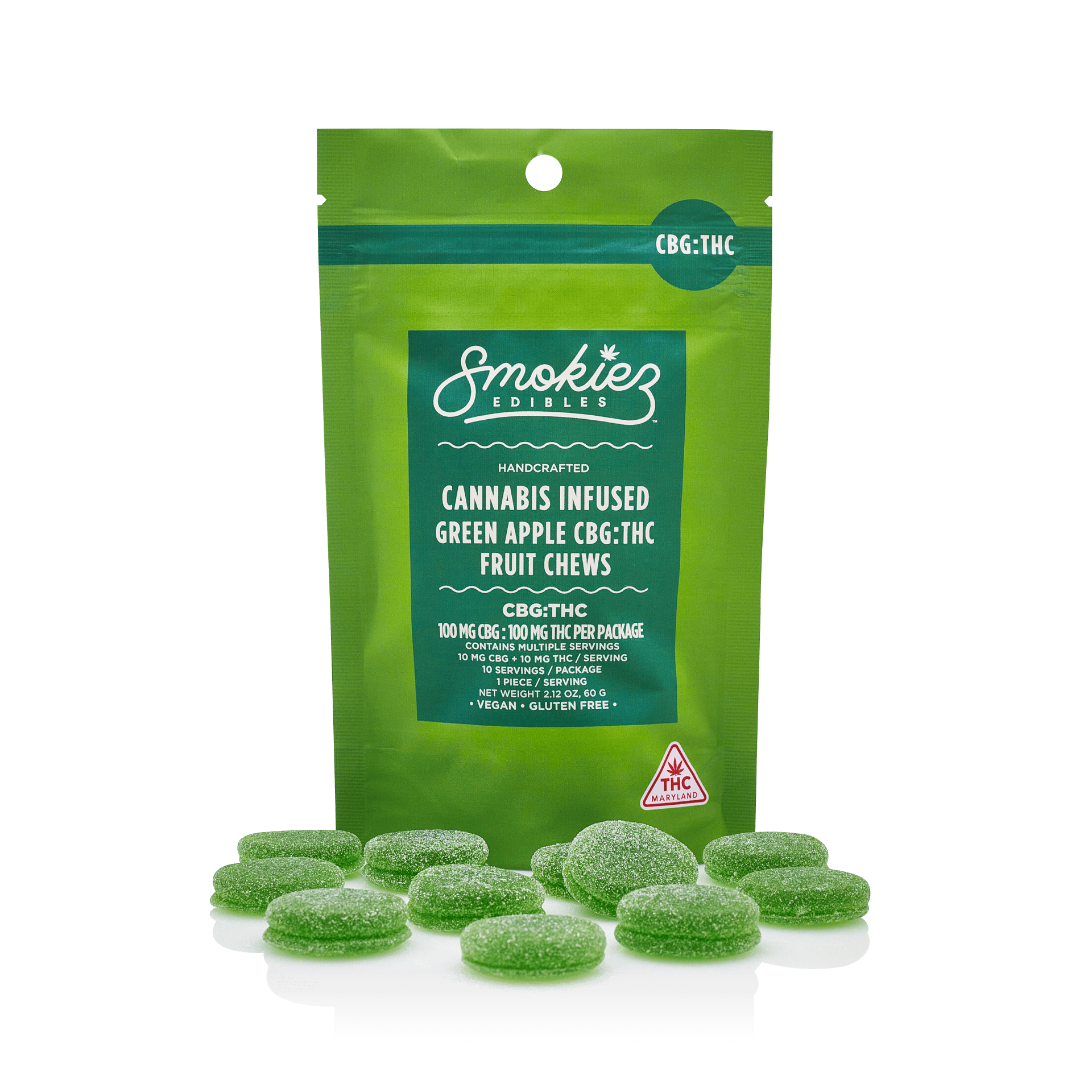 Smokiez | Gummies | Sweet Green Apple 1:1 THC:CBG | 100mg/10pk