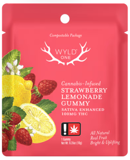 Strawberry Lemonade (1-Piece) THC 100mg Gummy - Wyld One