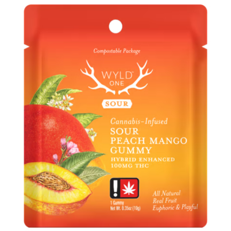 Sour Peach Mango (1-Piece) THC 100mg Gummy - Wyld One