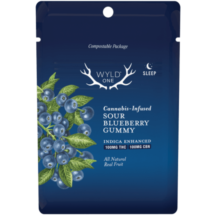 Sour Blueberry 1:1 THC:CBN Indica (Gummy 1-Piece) - Wyld One