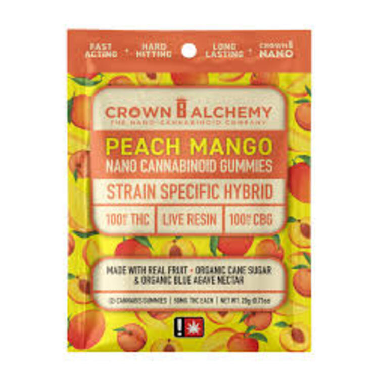 Peach Mango (2-Piece) Gummy 1:1 THC:CBG 100mg - Crown B