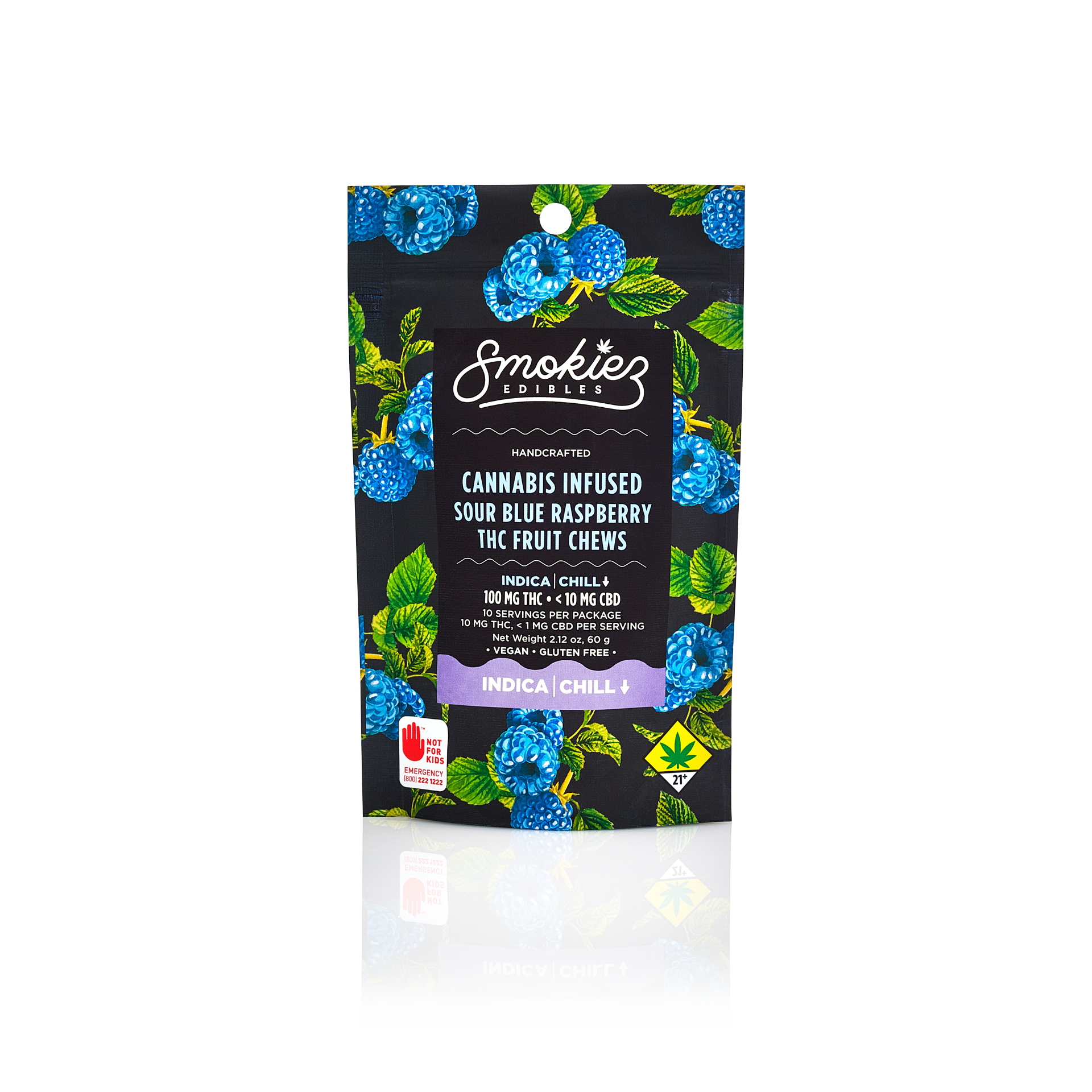PNC-Sour Blue Raspberry Indica Chews 10pk