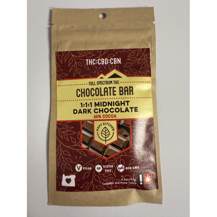 Midnight Dark Chocolate - 1:1:1 THC CBD CBN Chocolate Bar - Hapy Kitchen
