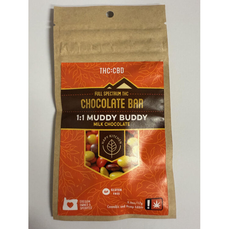 Muddy Buddy Milk Chocolate -100mg Chocolate Bar 1:1 THC:CBD - Hapy Kitchen